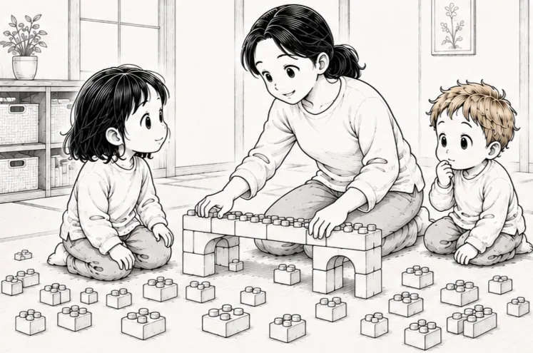 Mamá empieza a construir el puente